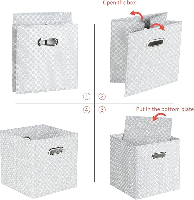 Fabric Cloth Storage Bins,Fabric Cube Organizer with Dual Handles Foldable Cube Storage Baskets for Home Bedroom Storage,Set of 3,（Light Grey）