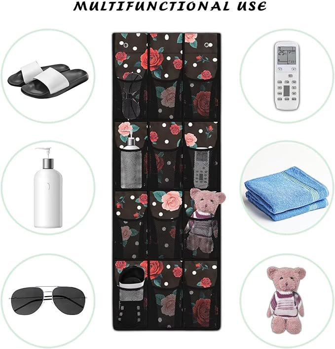 Rose Hanging Over the Door Shoe Organizer,Quick Dry Shoe Storage Hanging Bag,Over The Door Organizer,Small Hanging Shoe Rack for Closet,Stable Spice Rack for Kitchen Decorations