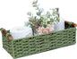 Round Paper Rope Storage Basket Wicker Baskets for Organizing with Handle Decorative Storage Bins for Countertop Toilet Paper Basket for Toilet Tank Top Small Baskets , Green