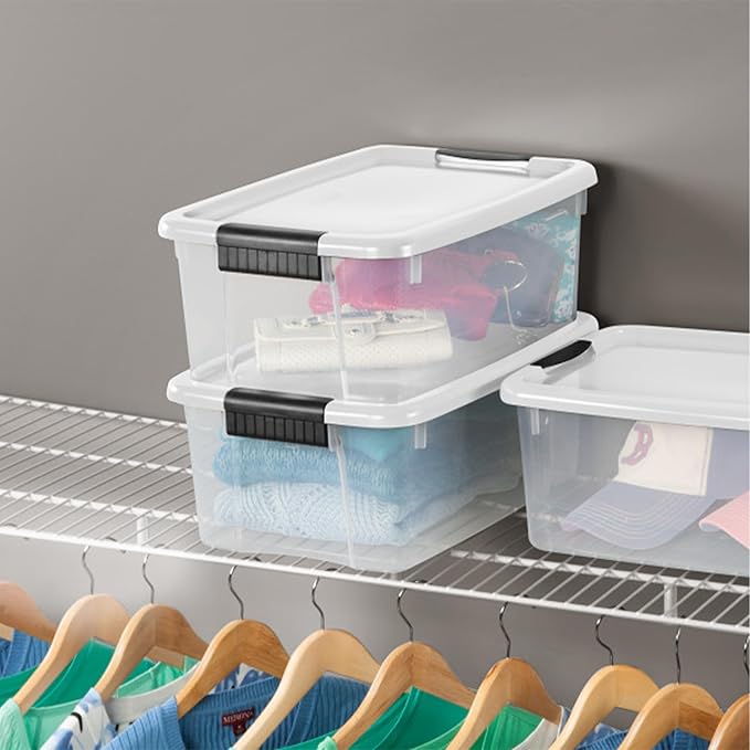 Sterilite 6-Pack Ultra Latching Box, Storage Bins with Lids, Clear Plastic, 18 Qt – Large Heavy-Duty Organizing Bin Containers for Home, Closet, Kitchen, Pantry, Bathroom, and Office