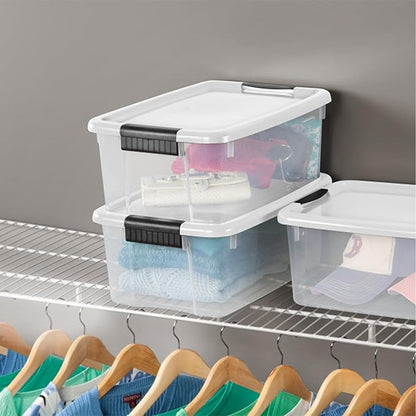 Sterilite 6-Pack Ultra Latching Box, Storage Bins with Lids, Clear Plastic, 18 Qt – Large Heavy-Duty Organizing Bin Containers for Home, Closet, Kitchen, Pantry, Bathroom, and Office