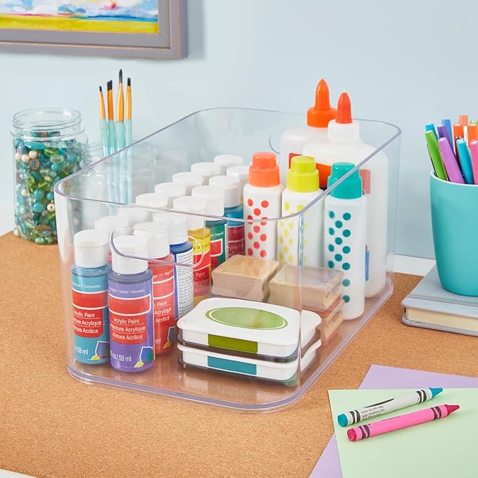 STORi Bliss XL Clear Plastic Storage Bin, Pantry Organizers & Storage Containers, Home Organization Must Haves for Kitchen, Laundry Room, Office, Closet, 12” x 8” Made in USA