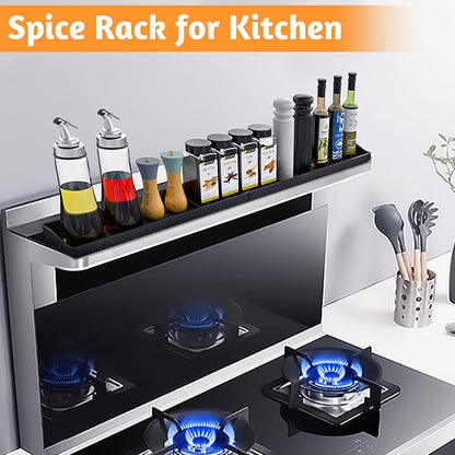 Foeacry 30 Inch Magnetic Stove Top Shelf - Heat Resistant Silicone Over the Stove Shelf Spice Rack, No Drill Easy Clean Kitchen Storage Organizer for Small Kitchen, Fits Gas & Electric Stoves