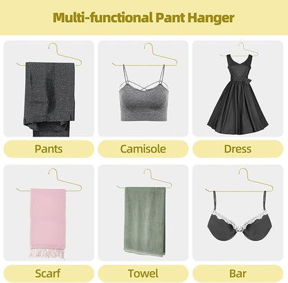 SPECILITE 30 Pack Open Ended Metal Gold Pants Hangers for Jeans, Slacks, Leggings, Towel, Scarf, Heavy Duty & Space-Saving