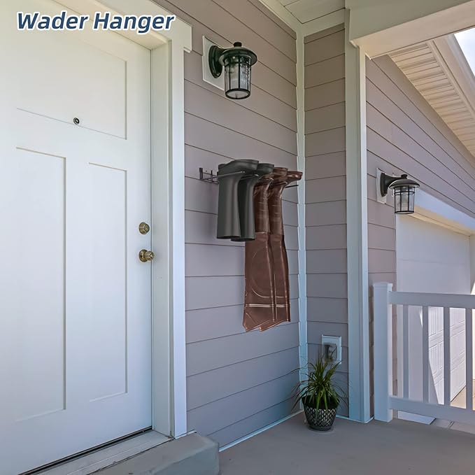 Wader Boot Hanger Wall Mount - (2 Pair) Sturdy Metal Boot Rack, Tall Shoe Holder for Closet, Entryway, Indoor, Garage