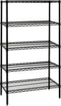Quantum Storage Systems WR86-2148BK-5 Wire Shelving Starter Kit, 48" W x 21" D x 86" H, 600 lbs Capacity, Carbon Steel, Epoxy Coated, Black, NSF