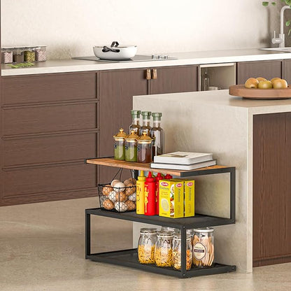 Shoe Rack, Unique 5-Shaped Free Standing Shoe Shelf, 3-Tier Wooden Shoe Organizer with Wooden Top and Steel Frame for Front Door Entrance, Entryway, Hallway, 24.41" D x 11.02" W x 16.14" H