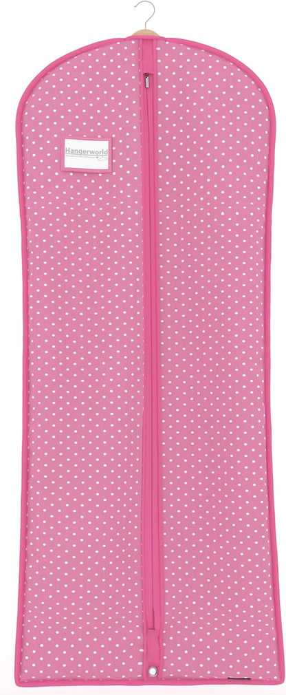 Hangerworld Breathable Clothes Cover 152 cm Pink/White Polka Dot Clothes Cover