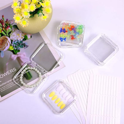 30pcs Press on Nail Storage Box with 60 Pcs Adhesive Double Sided Tape Acrylic Nail Display Boxes Artificial False Nail Box Organizer Fake Nail Case Transparent Nails Packaging Boxes for Nail Salon