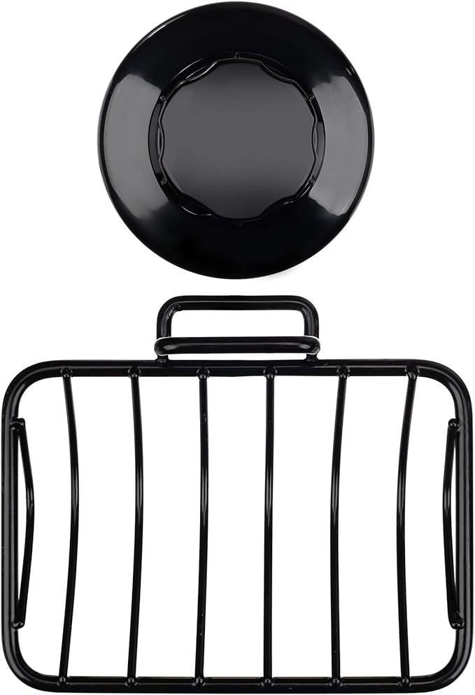 iPEGTOP Super Powerful Vacuum Suction Cup Shower Soap Dish - Strong Rustproof Stainless Steel Soap Saver Sponge Holder for Bathroom & Kitchen Sink, Black
