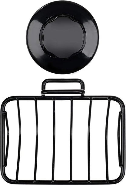 iPEGTOP Super Powerful Vacuum Suction Cup Shower Soap Dish - Strong Rustproof Stainless Steel Soap Saver Sponge Holder for Bathroom & Kitchen Sink, Black