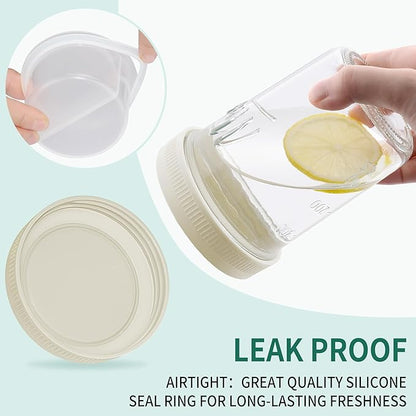 Xyptorix 16 oz Overnight Oats Containers with Lids, 2-Pack Leak-Proof Wide Mouth Mason Jars & Separate Compartments for Fruits/Nuts, Airtight Glass Jars for Chia Pudding, Yogurt, Parfait and Salad