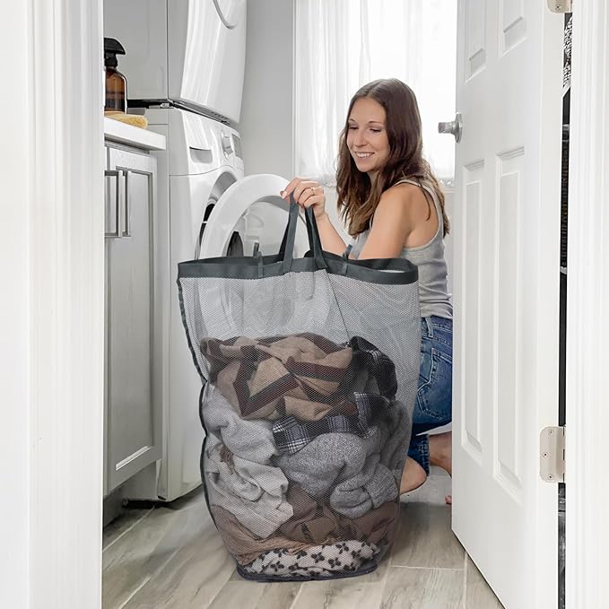 Goodpick Laundry Basket with Wheels, Large Rolling Laundry Hamper Slim Clothes Hampers with Removable Wash Bag Collapsible Dirty Clothes Basket with Lid, 100L, Gray