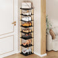LUCKNOCK Vertical Shoe Rack, 8-Tier Tall Narrow Shoe Organizer for Entryway, Closet, Dorm & Small Spaces, Freestanding Wooden Shoe Shelf Tower for Boots, Sneakers, Heels. (Black)
