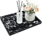 Pure Natural Marble Tray for Bathroom, Dresser, Sink. Cosmetics, toiletries, perfumes, Jewelry, Candles, etc. can be Placed (Black Onyx, 12" x 8" x 1.2")