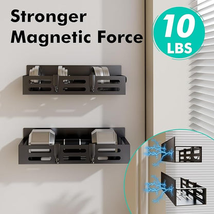 SETBAOO 6 Pack Magnetic Spice Rack for Refrigerator Set, Black Magnetic Shelf and Fridge Kitchen Cabinet Organizers Storage Seasoning Organization Mini Shelves.