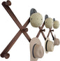 SKOLOO Large Hat Rack for Wall, Wooden Accordion Wall Hanger, Modern, Expandable Coat Hooks, Hat Display Rack for Home, Office, and Studio, 11 Peg, Walnut