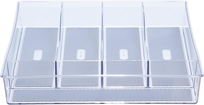 Glad Silverware & Utensil Drawer Organizer - Divided Clear Plastic Storage Tray with 5 Compartments for Kitchen Flatware and Cutlery - BPA Free, Food Safe, Non Slip, 11x13 inches