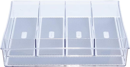 Glad Silverware & Utensil Drawer Organizer - Divided Clear Plastic Storage Tray with 5 Compartments for Kitchen Flatware and Cutlery - BPA Free, Food Safe, Non Slip, 11x13 inches