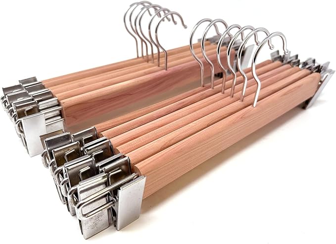 Cedar Elements Heavy Duty Cedar Pant Hangers/Skirt Hangers – 12/Box