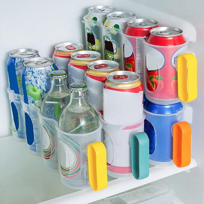 Cabilock 3pcs Fridge Can Holders Multi-use Storage Racks for Beverage Cans Space-Saving Organizer for Kitchen Refrigerator Yellow