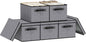 Storage Boxes with Lids, 15 x 9.8 x 8.3 Inch Storage Bins for Wardrobe Bedroom Laundry, Fabric Closet Organizers with Handles,Gray, 5-Pack