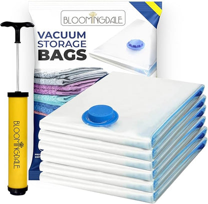 Bloomingdale Vacuum Bags For Travel Reusable Vacuum Bags For Clothes With Pump For Space Saving Ziplock Bags For Travel Packing Blankets Compression Vacuum Storage Bags, Vacuum Bag- Set Of 6 Medium