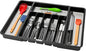 madesmart Expandable Silverware Tray, 8 Compartment Silverware Organizer for Forks, Knives & Spoons, Non Slip, Soft Grip Base, Expands to Fit Most Drawers, Carbon
