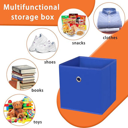 Foldable Storage Cubes Bins ,11 Inch Cloth Storage Cube Fabric Storage Box Cubes Organizer Baskets with Dual Handles for Home Organizer Set of 8 (Dark Blue)