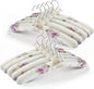 Anti Slip Satin Padded Clothes Hangers for Women Foam Sweater Hangers - Fancy Thick Padded Coat Hanger No Bump Floral Canvas Cover for Adult, Bridesmaid, Wedding Gown Closet (Pack of 10)
