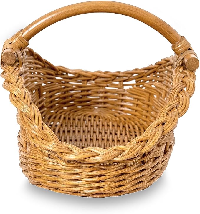 The Basket Lady Wicker Gathering Basket, Large, 22.5 in L x 12.5 in W x 12 in H, Sandstone (Sold Individually)