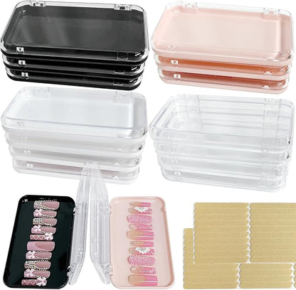 14Pcs Press On Nail Packaging Box Large,Press on Nail Storage Box for Press Ons Long, 5.1”×2.95” Fake Nail Storage Cases with 60 Pcs Adhesive Tape for Fake Nails Storage Display Nail Salon Business