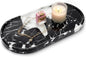 Natural Marble Tray Bathroom Tray, Luxury Decorative Trays for Bathroom, Vanity, Dresser, Kitchen & Home Decor, Valentine's Day House Warming Gifts New Home (Black)