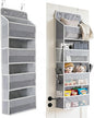Over the Door Organizer, Door Storage Organizer with Large Capacity Pockets, Hanging Shelves for Bedroom, Closet, Dorm, Pantry (Grey, 4-Tier)