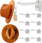2.9Inch Hat Hooks for Wall - (8 Pack) Cowboy Hat Rack,SuitableSun Hats, Fedora, Wide Brim Hats Strong Hold Hat Hangers for Wall，Western Room Decor- (Clear)