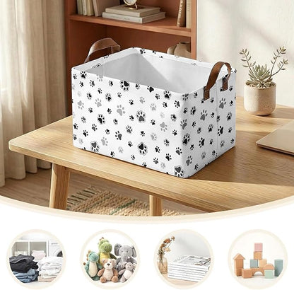 3 Pack Dog Paw Storage Baskets for Gifts Dog Empty Large Collapsible Toy Storage Bins Box Dogs Toy Canvas Baskets Organizer with Handles Cute Puppy Nursery Decor Laundry Basket for Shelves Closet