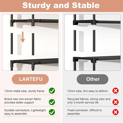 LANTEFUL 10 Tiers Tall Shoe Rack 20-25 Pairs Boots Organizer Storage Sturdy Narrow Shoe Shelf for Entryway, Closets with Hooks, Black