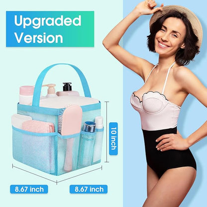 Attmu Mesh Shower Caddy Portable for College Dorm Room Camping Essentials, Shower Caddy Dorm with 9-Pockets, Large Capacity Hanging Basket Bathroom Bag for Toiletry, Swimming, Gym, Camp, Beach
