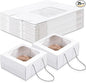 Feifeiya 25 Pcs White 15 x 15 x 7 inch Hat Boxes with Window for Travel Large Cardboard Hat Case Organizer Storage with Lid and Handles Portable Cardboard Boxes Display for Storage Present Packing