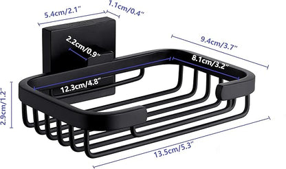 SEIDO Matte Black Soap Dish for Shower Wall, Black Bar Soap Holder for Bathroom & Kitchen, 304 Stainless Steel Wall Mount Soap Dish Holder, 4.8" L x 3.2" W Internal