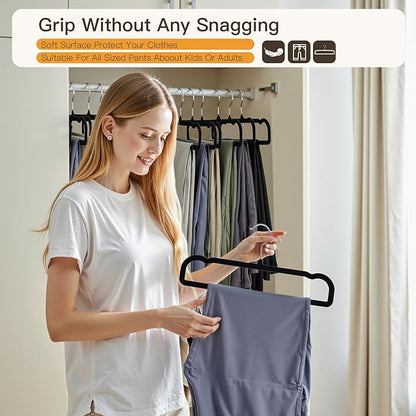 Pants Hangers 30 Pack Velvet Pant Hangers,Heavy Duty Velvet Hangers for Pants,Jeans,Scarf,Towels,Tank Top,Coat.Closet Organizers and Storage（Black）
