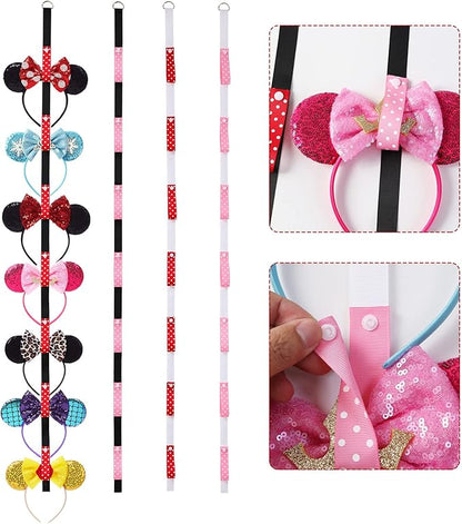 Nuolich 4Pcs Mouse Ears Headband Holder Polka Dot Vertical Organizer Hanging Wall Display Decor Hair Accessories Holder