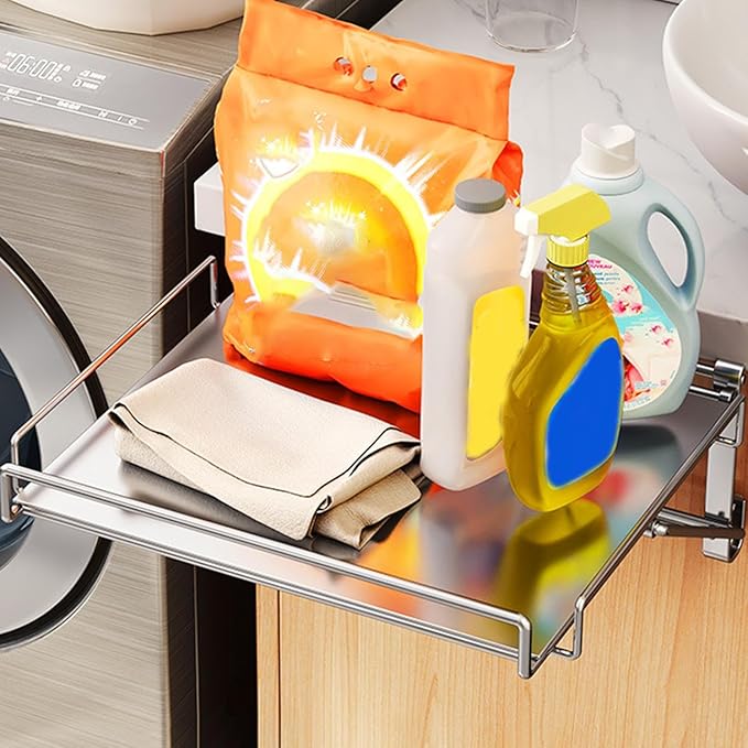 Cabinet Door Organizer – Foldable Storage Hanger with Stainless Steel Frame | Compact Adjustable Organizer Space Saving Design for Cabinet Door Home Kitchen Bathroom Shelving