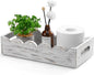 Bathroom Basket for Toilet Tank - White Wood Toilet Basket with Decorative Wavy Panels, Back of Toilet Organizer for Organizing Toilet Paper, Towels, and Bathroom Accessories