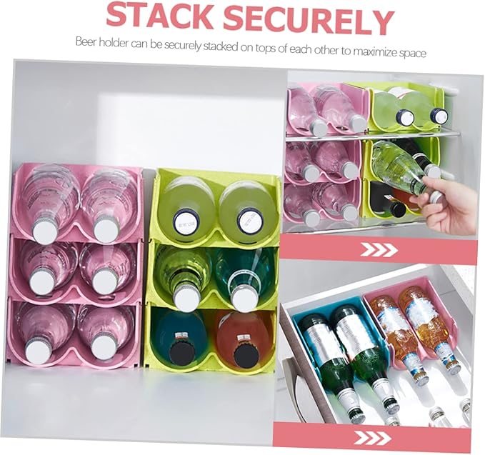 Homoyoyo 3pcs Household Beer Organizer Stackable Beer Holder Refrigerator Beverage Bottle Rack