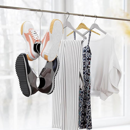 6 Pcs Shoes Hanger Drying Rack Stainless Steel Shoes Display Hook Space Saving Shoes Holder Organizer Closet Drying Shelf for Hanging Boots Slippers Sneakers