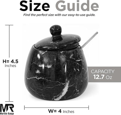 Black Marble Salt Cellar – 4.5 Inch Salt Container, Salt Jar, Salt Dish, Salt Holder, Spice Jar, Sugar Bowl, Celtic Salt, Table Salt Storage for Kitchen Countertop