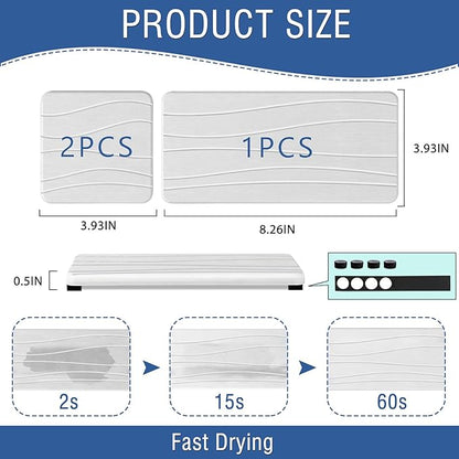 3PCS Water Absorbing Stone Tray, Fast Drying Stone Sink Tray, Stones Soap Trays, Water Absorbent Diatomite Trays, Diatomite Coasters for Kitchen Sink Bathroom Counter, Hand Soap Dish & Holders