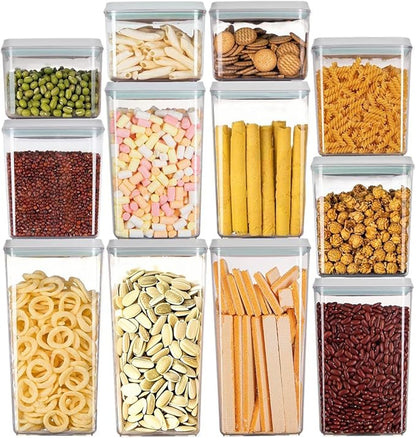 Airtight Food Storage Container with One-Touch Lid, 12-Piece Set (1.3, 2.1, 2.9, 3.6 QT* 3) Stackable Durable BPA-Free for Baking Supplies, Pasta & Systematic Bulk Organization