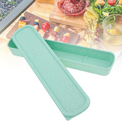 1pcs Portable Flatware Box Travel Tableware Storage Case Box, Utensil Case Flatware Storage Box for Cutlery Kit, 9.84 x 2.40 inch (Green)